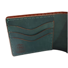 Load image into Gallery viewer, All Hand-Crafted from Natural Vegtan Leather Billfold Wallet. Hand-Dyed and Hand-Stitched. 3 Pieces currently Available! Includes Main Cash Pocket, and 6 card pockets for bank, credit and ID cards. Designed to last a lifetime! Patinas beautifully over time!
