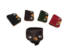 Load image into Gallery viewer, Earphone Holder Designed to hold most corded earphones on the market. Hand-crafted in a variety of leathers we have in stock including: Hand-Dyed Vegtan, Milled Vegtan and Pull-up Oiltan Leather.
