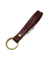 Load image into Gallery viewer, Crazy Canadian Key Strap Made of High Quality Belt and Veg Tan Leathers 3/4&quot; wide x 5 1/2&quot; long. Currently Available in 9 colors; Natural, Tan, Turquoise, Ocean Blue, Mauve, Purple, Red, Brown and Black.
